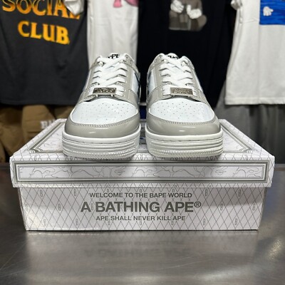 Bape Bapesta Low White/Grey Size 8 8.5 | eBay