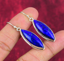 Lapis Lazuli Gemstone Handmade 925 Sterling Silver Earrings Jewelry Foe Her