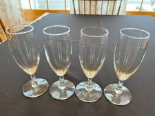 Set of 4 Crystal 8 Ounce White Wine Glasses w/ Faceted Stems