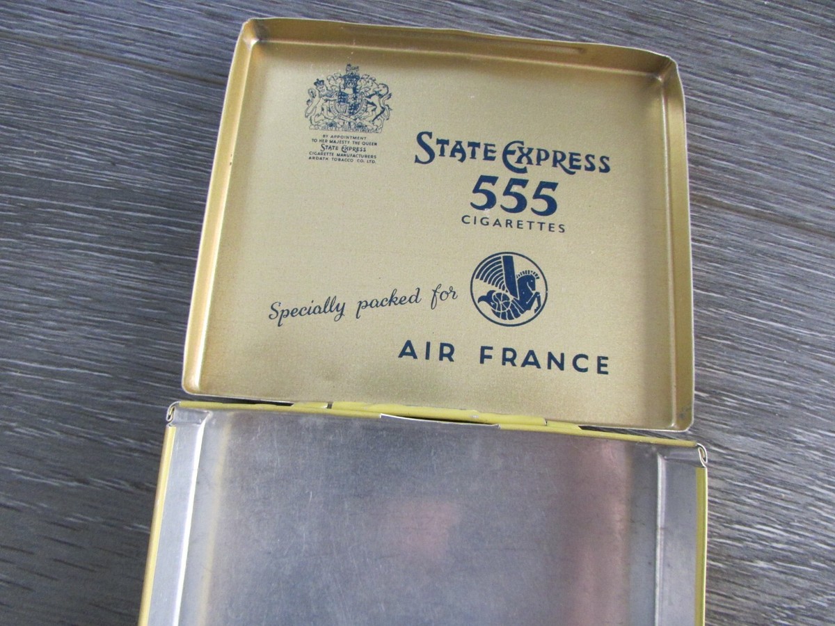 cigarette air france Air France Ardath State Express 555 Early Vintage Empty Metal Cigarette Tin
