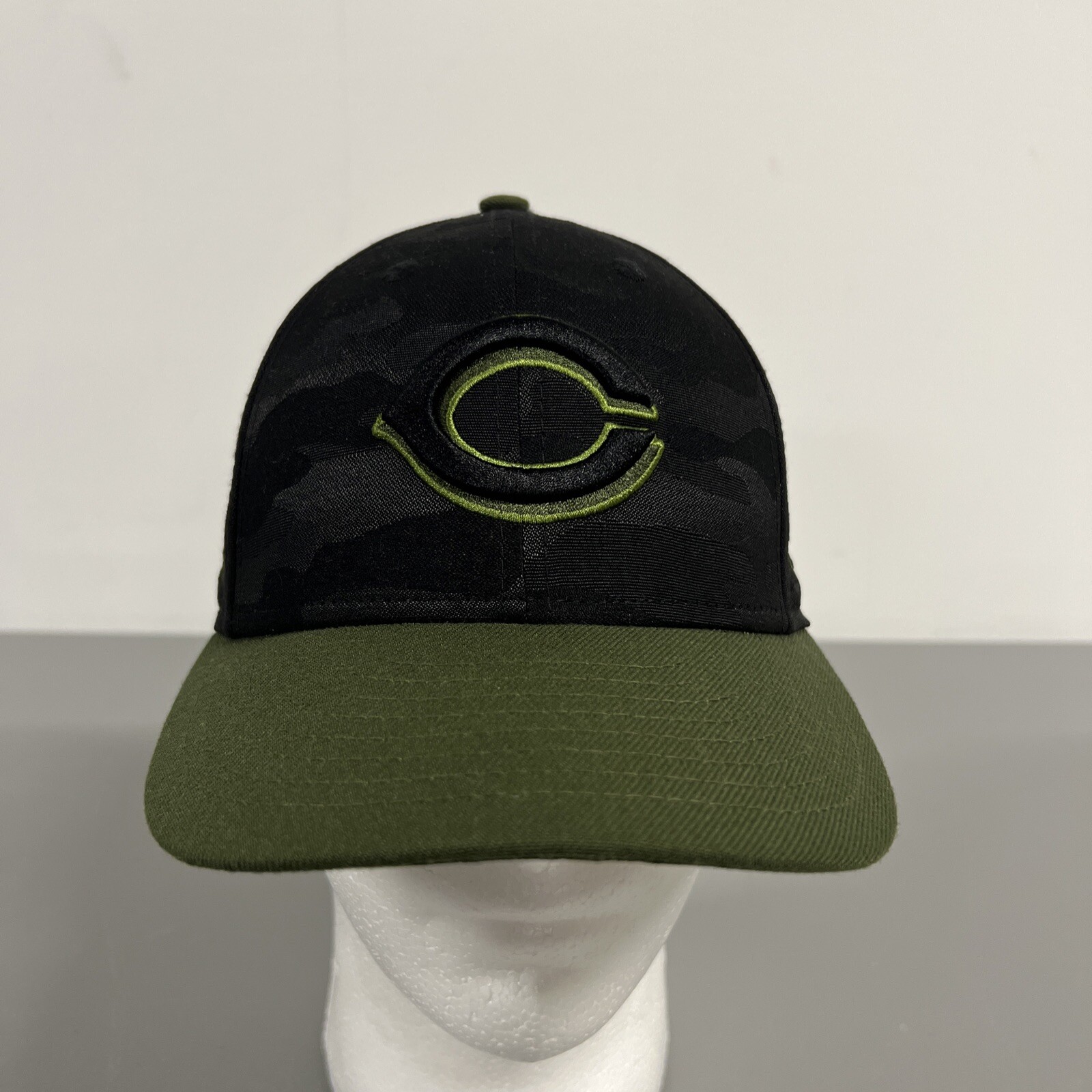 New Era 59Fifty Cincinnati Reds Hat Cap Black Camo/ Green Sz Fitted - Main Image