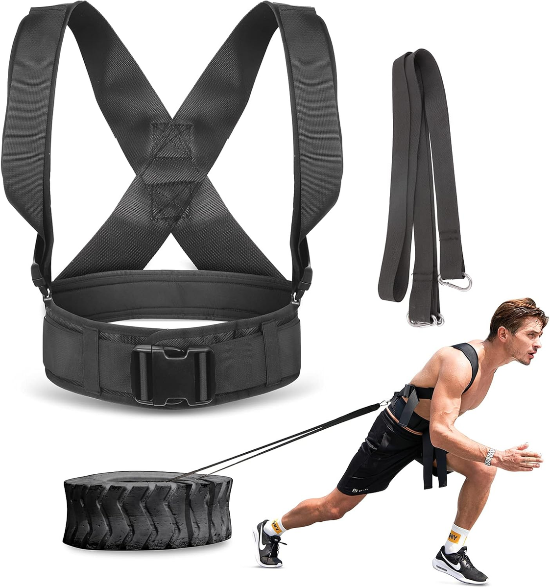 Sled Pulling Harness, Tire Pulling Harness with Pull Strap for Resistance  Traini