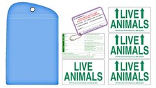 Live Animal Sticker Label Set of 5 w/ Pet Passport Pouch BLUE
