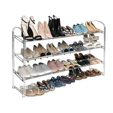 Seville Classics 3-Tier Expandable Shoe Rack, Chrome