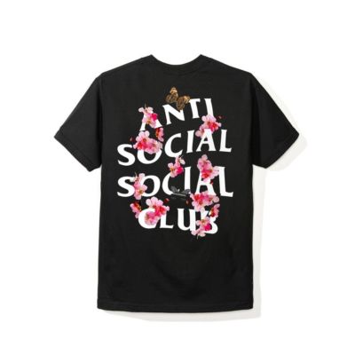 p*o様 CDG x ANTI SOCIAL SOCIAL CLUB TEE Auth Anti Social Social Club ASSC Logo KKOCH flower Black Tee