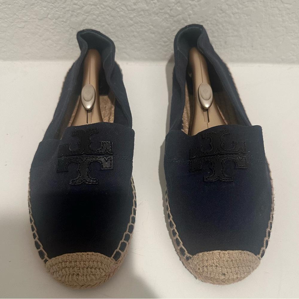 Tory Burch Weston Navy Blue and Black Flat Espadrille 9.5 | eBay