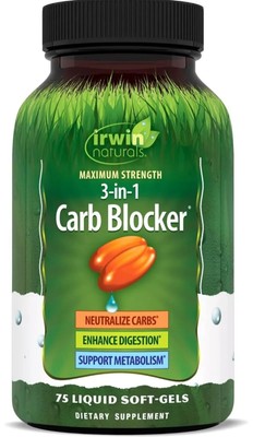 Irwin Naturals 3-In-1 Carb Blocker Neutralizer Metabolism 75 SoftGels EXP 4/25