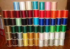 MIXED LOT OF 62 VINTAGE TRUSEW POLYESTER SPOOLS SEWING THREAD VARIETY OF COLORS