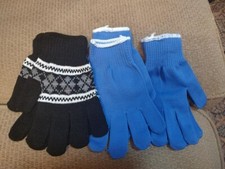 Pair Unisex Knit Snowflake Winter Gloves  2 Blue