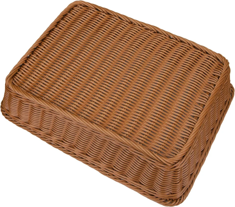 2 Pack Poly Wicker Woven Bread Basket, 16 Inch Rectangular Fruit Baskets Food Se - Image 4 of 4