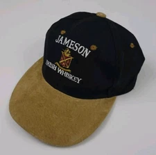 Vintage 90s Jameson Irish Whiskey Embroidered Suede Leather Brim Hat Vtg Promo