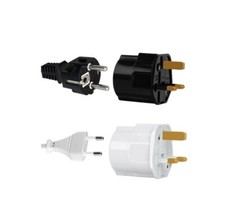 European Euro EU 2 Pin to UK 3 Pin Plug Adaptor Travel Mains Adapter Black/white