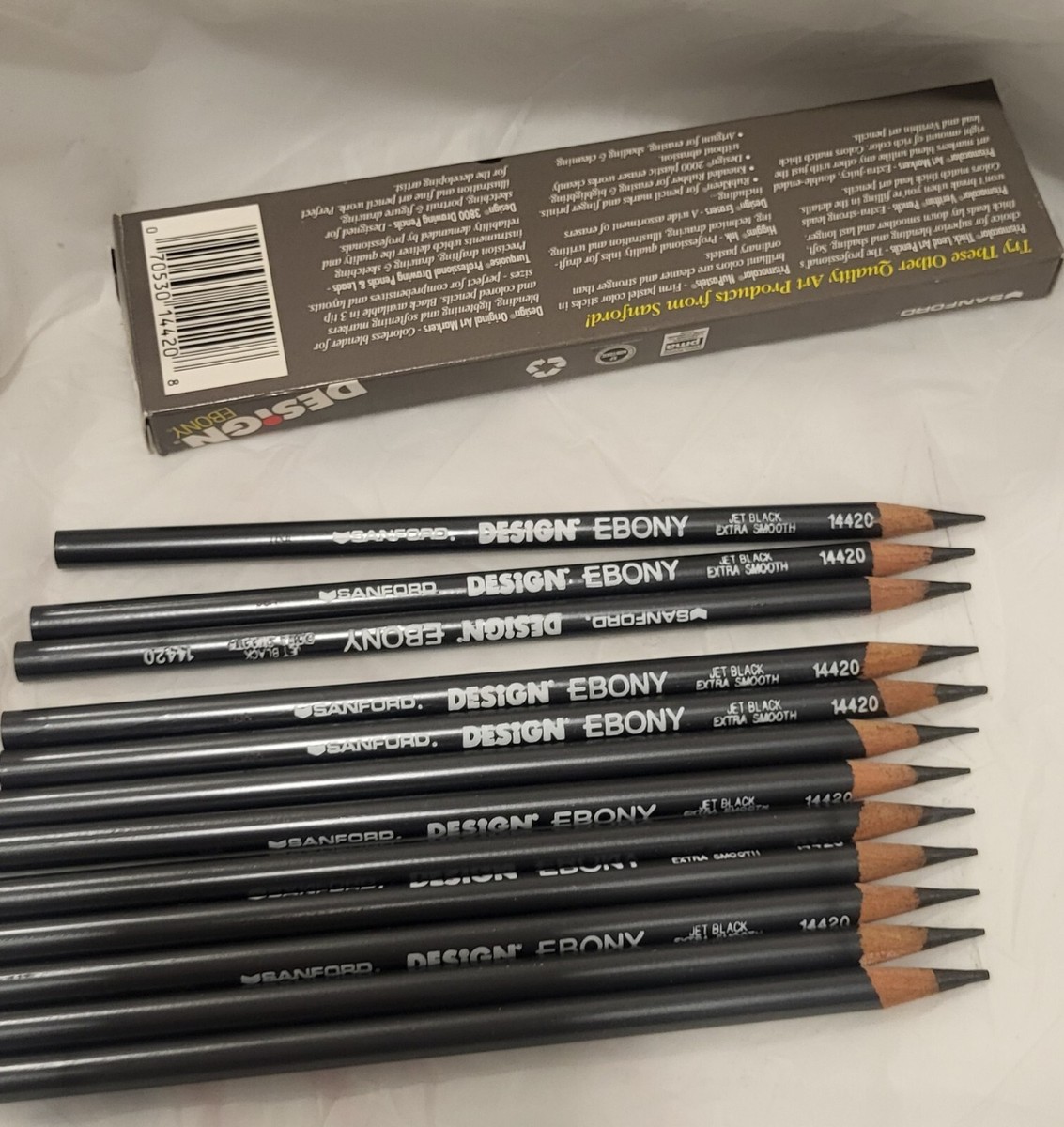 Vintage Sanford DESiGN Ebony 12 Pencils Jet Black Extra Smooth