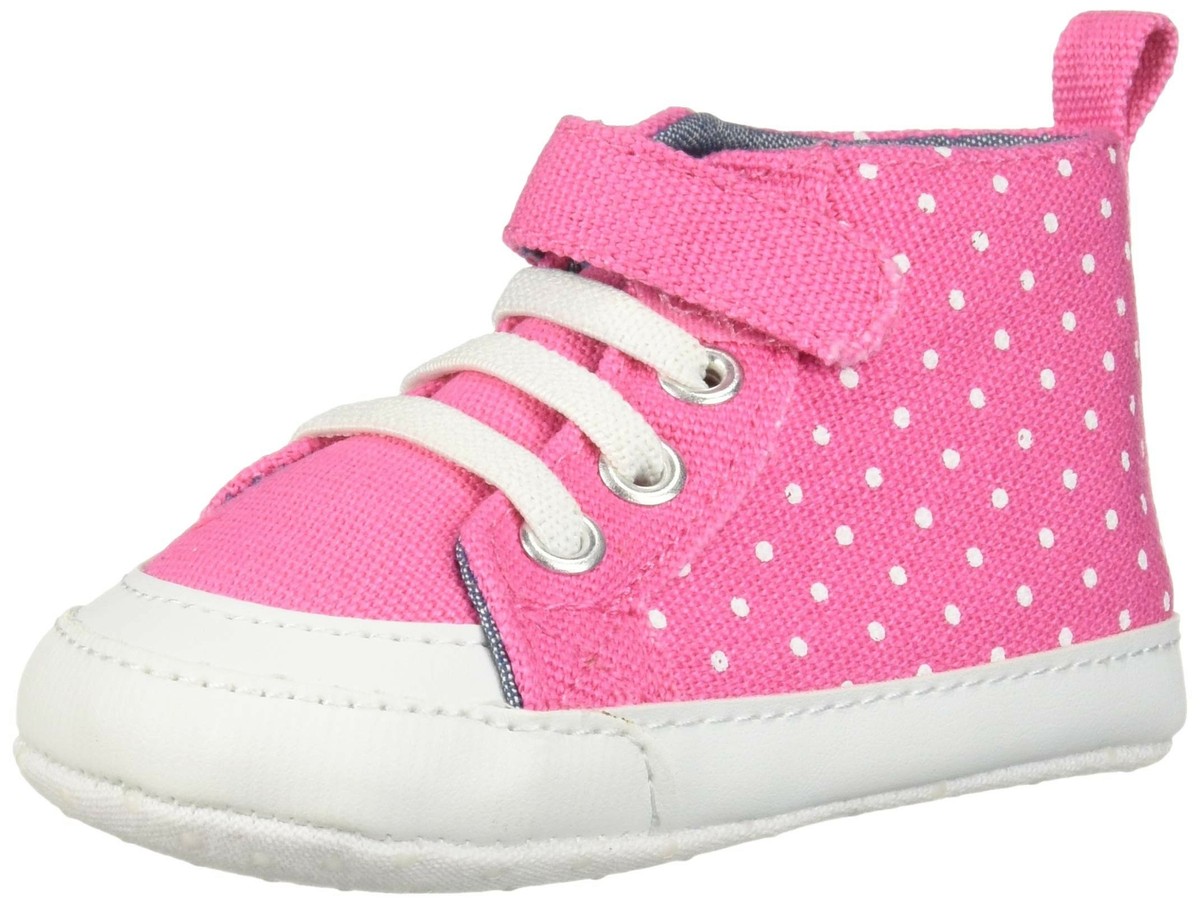 Carter's Girls' Baby Pink Poka High Top Sneaker, White Polka Dot