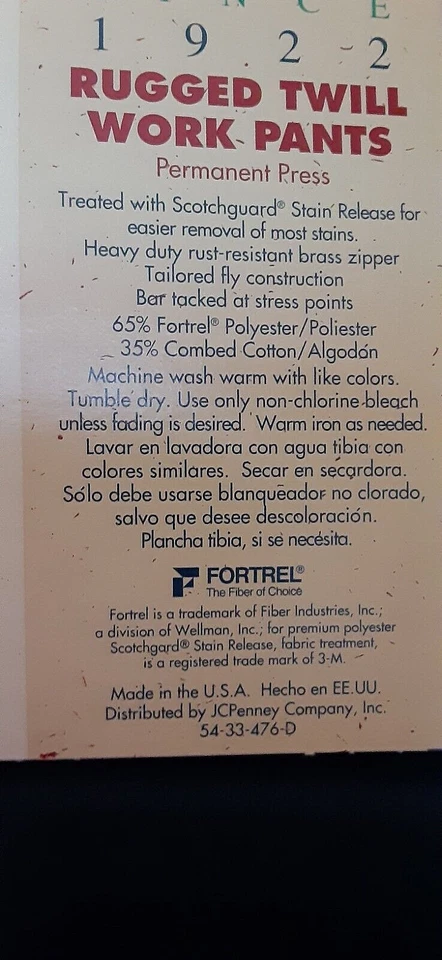 Pantalones de trabajo vintage BIG MAC ropa de trabajo azul marino sarga resistente 54 x 29 JcPenney nuevos con etiquetas Foto 4 de 4