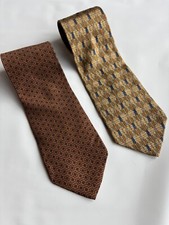 2 Vintage Mezzano Men's Silk Neckties - 100% Silk - Made in USA. 4" Wide EUC