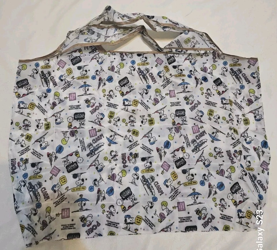 Peanuts And Snoopy Large Folding Shopping Bag 60 X 40 Cm White Design