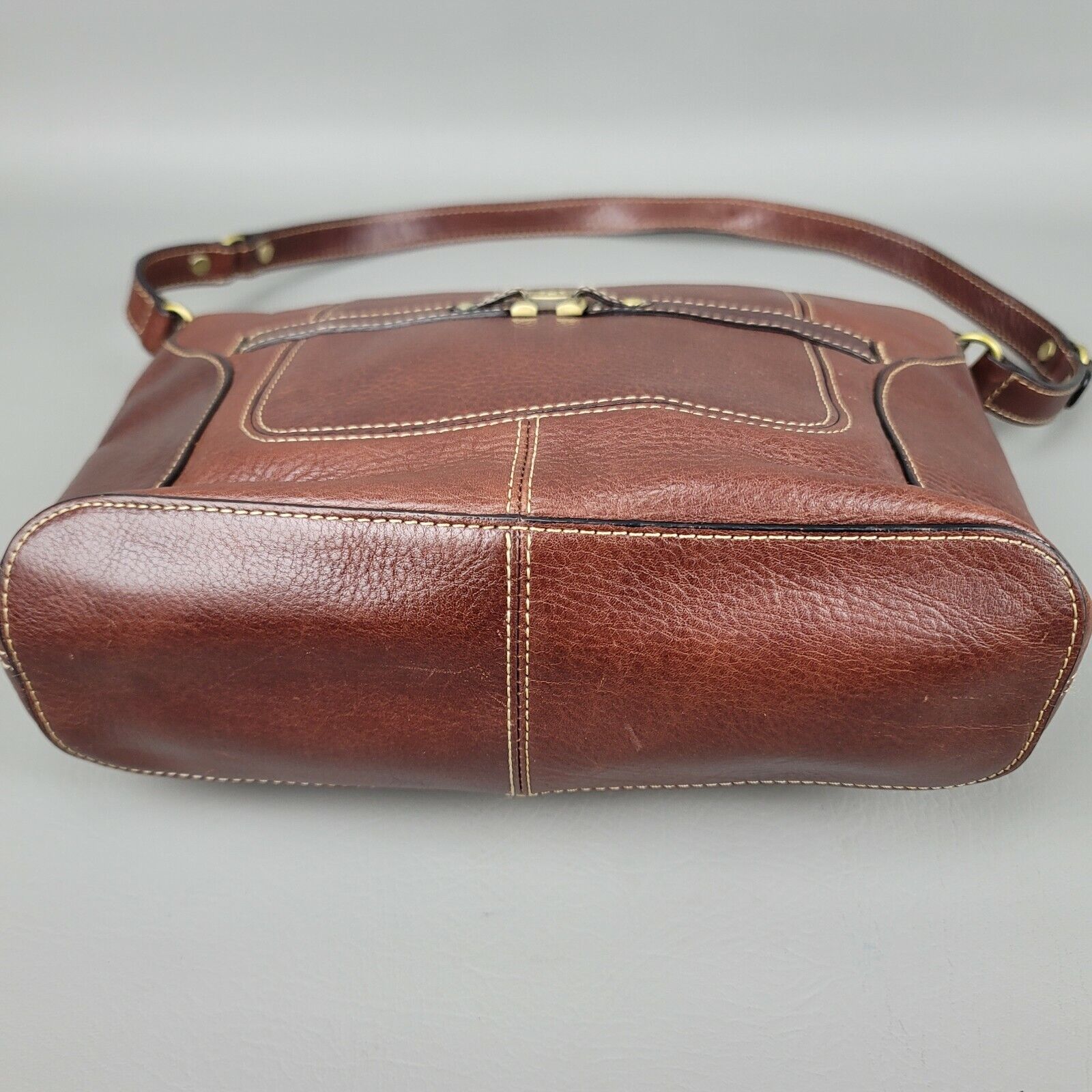 Vtg Genuine Pebbled Brown Leather Etienne Aigner … - image 2