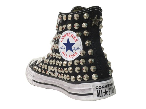 Converse All Star Alte Nere Borchie Borchiate Personalizzate | eBay