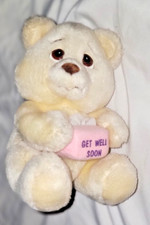 VINTAGE RUSS CREAM COLORED W TISSUE BOX GET WELL SOON TISSUE TEDDY ADORABLE RARE