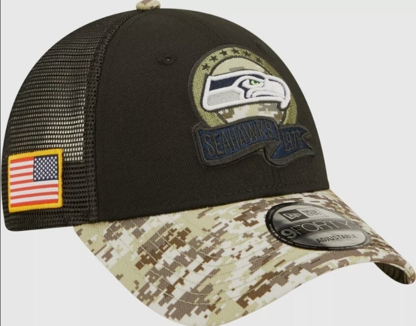 New Era 9Forty Seattle Seahawks Camo Usa Adjustable Trucker Hat Military USA