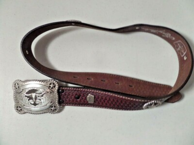 Larry Mahan Real Leather Belt Vintage Larry Mahan Black Genuine Tooled Leather Rodeo Belt  main image 4