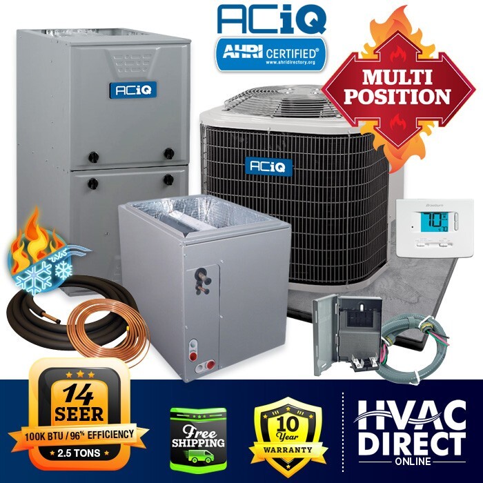 2.5 Ton ACiQ by Carrier 14 SEER 96% 100K BTU Gas Furnace/AC System w/Kit |  eBay