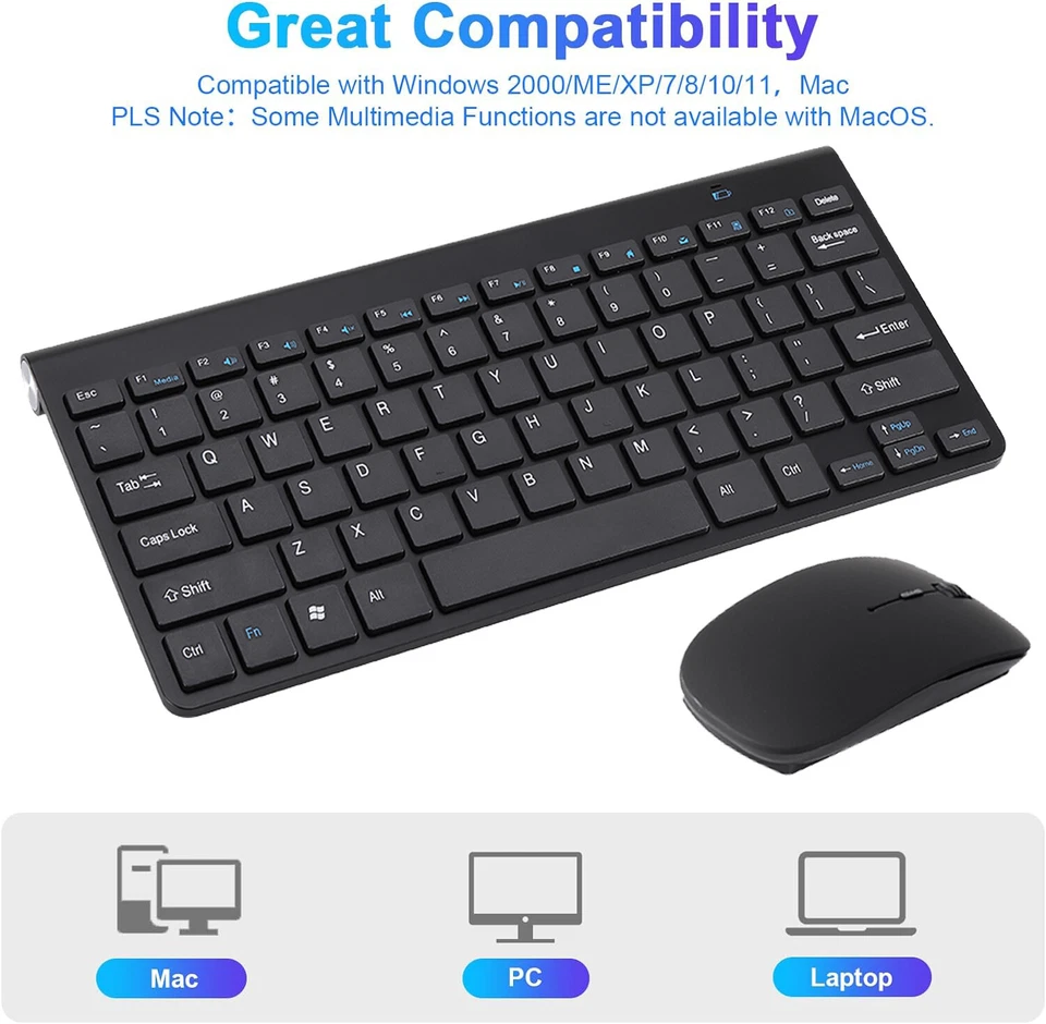 Wireless Keyboard And Mouse Combo Set 2.4G For PC Laptop Computer Full Size Slim - Image 4 of 4