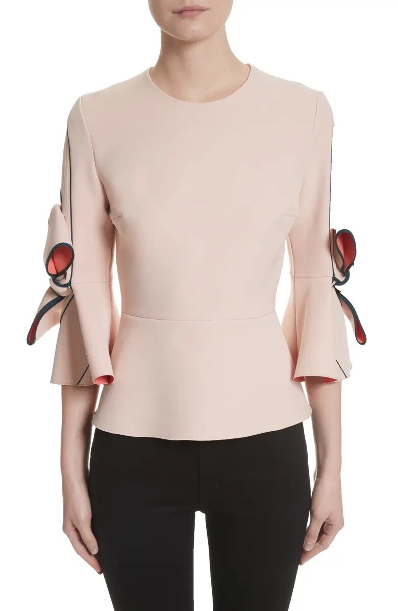 AUTHENTIC ROKSANDA PINK KEMI CREPE BOW EMBELLISHED SLEEVE