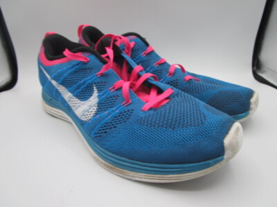 Nike 554887-414 Flyknit Lunar One+ Blue Pink White Mens Running Shoes Size 10.5