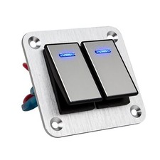 2 Gang Marine Boat Rocker Switch Panel Waterproof12-24V Pre-Wired Aluminum Ro...