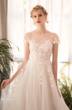 Stunning Wedding Dress Elegant Bridal Gown New White US Size 8 &More Options