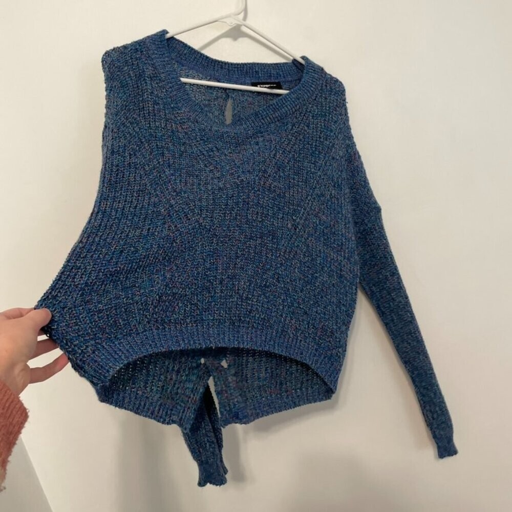EXPRESS Cable Knit Split Back Pullover Sweater Bl… - image 7