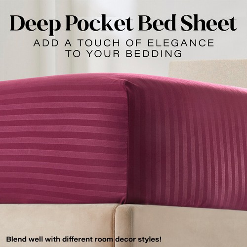 Striped Sheets 1800 Collection 4 Piece Bed Sheet Set - King ~ Queen ~ Full ~Twin - Picture 27 of 122