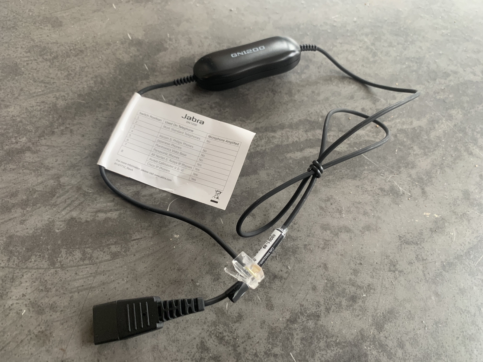 Jabra GN1200 Smart Cord glatt (88001-99) Adapter RJ10 QD Kabel