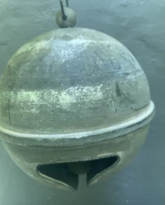 Oversized XL Tin Metal Weathered Sleigh Jingle Bell Christmas Holiday Decoration