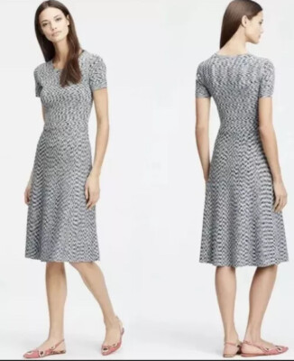 ann Taylor women s small tall gray space dyed short sleeve knit midi dress QQ