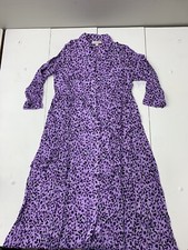 Woman Within Purple Long Sleeve Floral Print Dress Size 14W