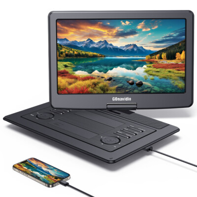 19'' Portable DVD Player 6 Hours Battery with 16'' Large Screen USB SD HDMI 1080P