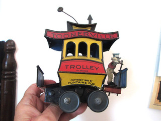 Antique NIFTY TOONERVILLE TROLLEY TIN W/UP TOY Excellent & WORKS