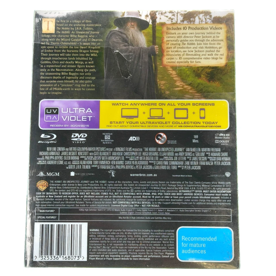 The Hobbit An Unexpected Journey - Blu Ray - Steelbook - New Sealed - Image 2 of 2