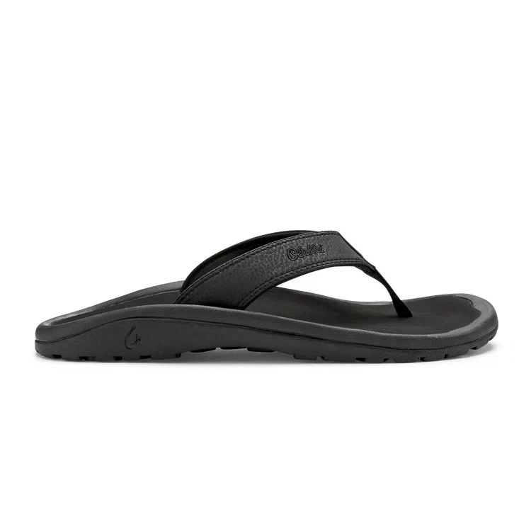 Olukai Men's 'Ohana Black/Black Flip Flop Beach Sandals [LR]