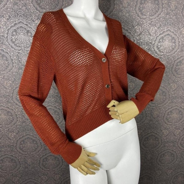 Women Uniqlo Sweater Orange Cotton 34 / XS / 42