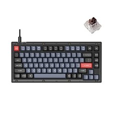 KEYCHRON V1 WIRED CUSTOM MECHANICAL KEYBOARD, 75 - K PRO BROWN SWITCHES - BLACK