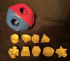 Vintage Tupperware Shape Sorter Ball Toy Red Blue 9 Yellow Shapes