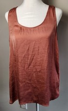 Soma Tank Top Women s Large Pink Satin Look Sleeveless Lace Trim Soft Lounge