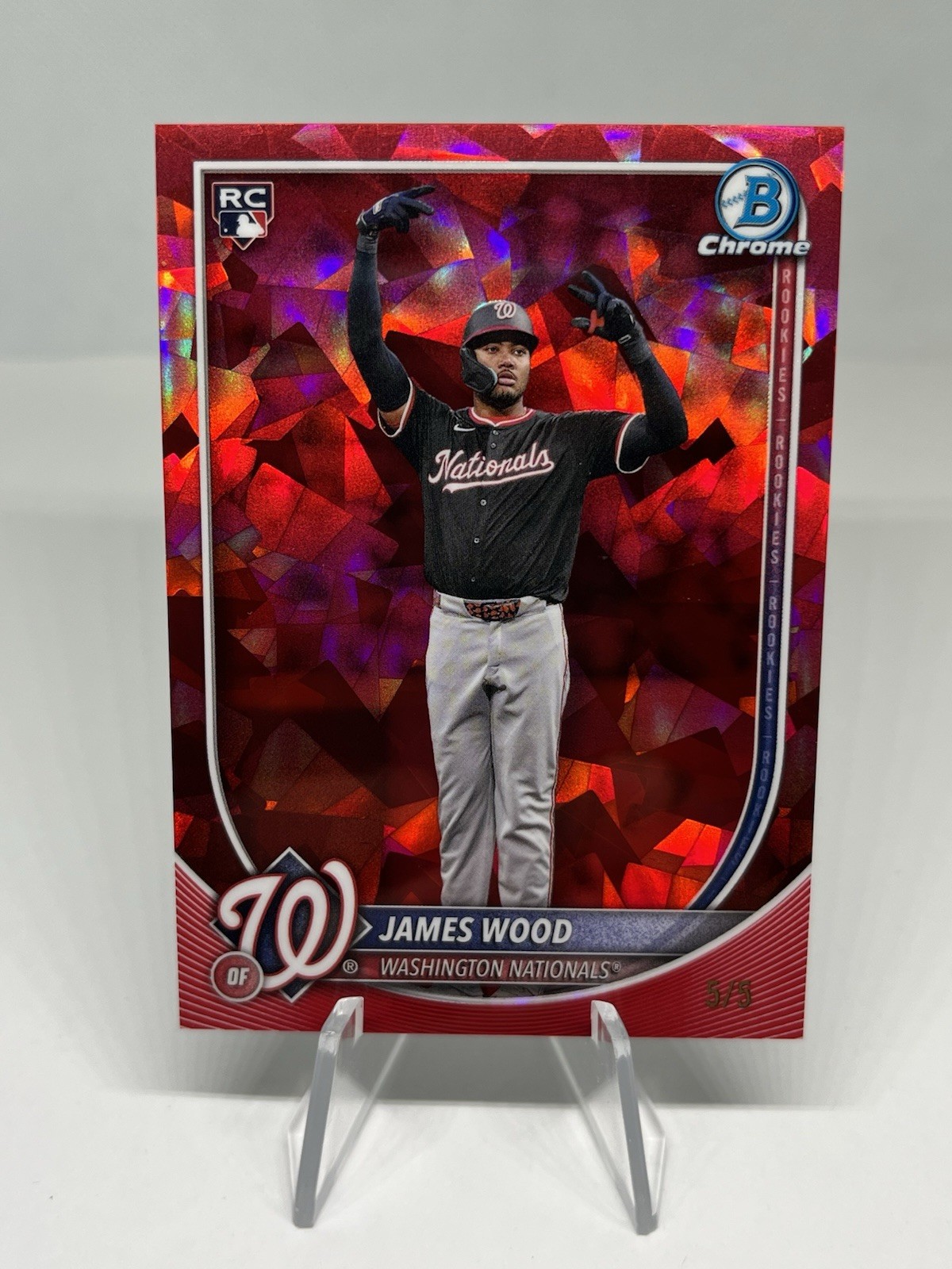 James Wood 2025 Bowman Chrome Sapphire Red 5/5 Image Variation SP Rookie RC #29
