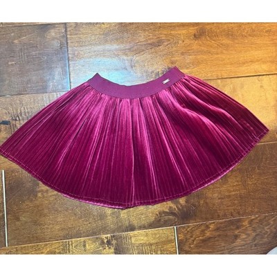 Mayoral Girls Berry Pink Pleated Velvet Skirt Elastic Waist Size 3 98cm