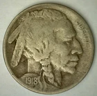 1918 Buffalo Nickel 5c Coin Very Fine Philadelphia Mint Indian Head VF 5-Cents