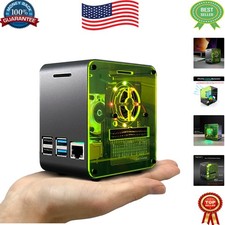 Stylish Aluminum Raspberry Pi 4 Case with RGB Ambient Light  Silent Cooling Fan